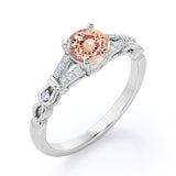 Split Shank 0.6 carat Round Morganite and Diamond Engagement Ring in Rose Gold