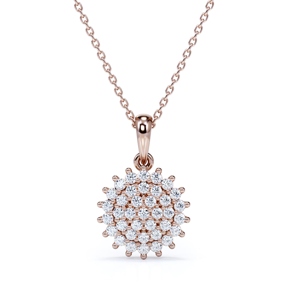 Classic Sunshine 0.35 carat Round Moissanite/ Diamond Pendant Necklace in 18k Yellow Gold Over Silver