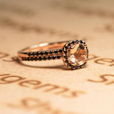 2 ct Round Morganite Halo Bridal Set