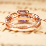 Eternity 2 Carat Cushion Cut Lab Alexandrite and Diamond Infinity Halo Bridal Set Rings for Her