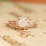 Art Deco 1.25 Ct Round Cut Lab Created Opal Engagement Ring