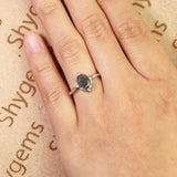 Vintage Bezel 1.25 ct Oval Black Rutilated Quartz Engagement Ring