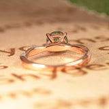 1.10 Carat Four Prong Setting Cathedral Round Shaped Opaque Milky White Moss Green Agate And Moissanite Semi Pave Infinity Twisted Shank Engagement Ring In 18K Rose Gold Plating Over Silver