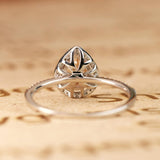 1.50 Carat Pear Cut Real Peach Pink Morganite Halo Engagement Ring in 18k White Gold over Silver