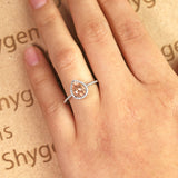 1.50 Carat Pear Cut Real Peach Pink Morganite Halo Engagement Ring in 18k White Gold over Silver