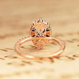 Pave 1.50 Carat Oval Moissanite Halo Engagement Ring