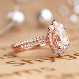 1.75 Carat Vintage Moissanite and Diamond Snowflake Cluster Ring Oval Cut Bridal Set in Rose Gold