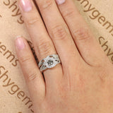 Art Deco 1 Ct Round Salt and Pepper Diamond Wedding Ring Set