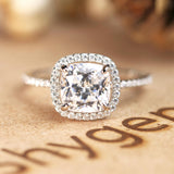 1.25 Carat Cushion Cut Moissanite Halo Engagement Ring Set