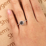Hexagon Halo 1.50 ct Round Black Rutilated Quartz Engagement Ring
