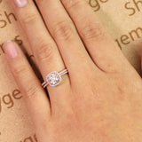 1.5 Carat Cushion Cut Moissanite Bridal Set in 18k Rose Gold Over Silver Art Deco Ring