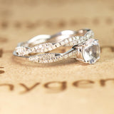 1.75 ct Round Rainbow Moonstone Infinity Wedding Set