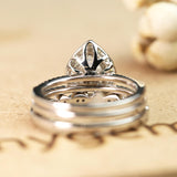 Beautiful 1.5 Carat Real Moissanite Wedding Trio Ring Set with Engagement Ring and 2 Wedding Bands in 18k Gold Over Silver