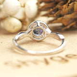 Simple Halo 1.50 Carat Round Cut Created Alexandrite and Diamond Infinity Pave Engagement Ring