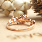 Vine and Leaf 1 Carat Round cut Moissanite Solitaire Wedding Ring - Engagement Ring in 10k Rose Gold