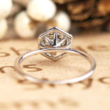 Hexagon Halo 1.50 ct Round Black Rutilated Quartz Engagement Ring