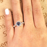 Simple Halo 1.50 Carat Round Cut Created Alexandrite and Diamond Infinity Pave Engagement Ring