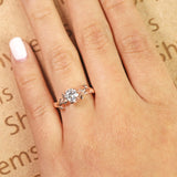 Vine and Leaf 1 Carat Round cut Moissanite Solitaire Wedding Ring - Engagement Ring in 10k Rose Gold