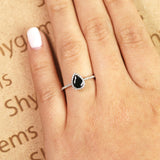 Pave 1.75 Carat Pear Cut Lab Black Diamond and Vintage Engagement Ring in White Gold