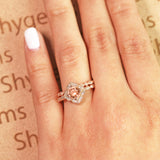 1.50 carat Round Cut Morganite and Diamond Halo Bridal Wedding Ring Set in Rose Gold: Bestselling Design Under Dollar 500