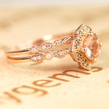 1.75 ct Round Morganite Vintage Wedding Ring Set