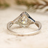 Infinity Style 1.50 Carat Teardrop Shape Moissanite and Diamond Halo Engagement Ring in White Gold