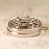 2 Carat Princess Cut Moissanite Wedding Set - Bridal Set - Channel Set Ring - Handmade Ring - 18k Rose Gold Over Silver