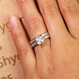 2 Carat Princess Cut Moissanite Wedding Set - Bridal Set - Channel Set Ring - Handmade Ring - 18k Rose Gold Over Silver