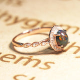 Vintage 1.50 Ct Oval Cut Lab Created Black Opal Engagement Ring