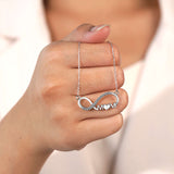 Infinity Mom Moissanite Pendant Necklace in 18K White Gold over Silver