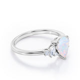 Seven Stone 0.6 Ct Pear Cut Lab Created Opal Engagement Ring