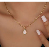 Beautiful 1 Carat Pear Shape Opal Solitaire Pendant Necklace in 18k Yellow Gold over Silver