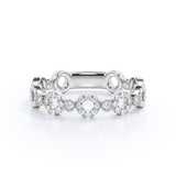 All Girls' Ring - 0.25 carat Circle Dainty Round Cut Moissanite Ring in White Gold - Birthday, Anniversary