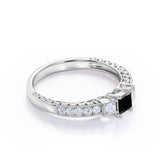 1.25 Carat Princess Cut Lab Grown Black Diamond 3 Stone Engagement Ring In White Gold