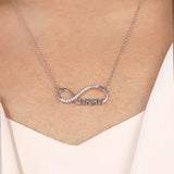 Infinity Mom Moissanite Pendant Necklace in 18K White Gold over Silver