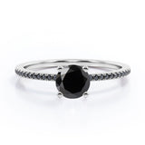 1.5 ct Round Lab Black Diamond 4-Prong Pave Engagement Ring