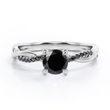 1.25 ct Round Lab Black Diamond Infinity Twisted Engagement Ring