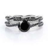 1.75 ct Round Lab Black Diamond Double Twisted Bridal Set