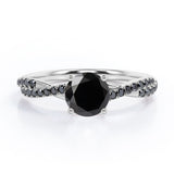 1.45 ct Round Lab Black Diamond Crossover Pave Engagement Ring