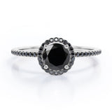 1.5 ct Round Lab Black Diamond 4-Prong Halo Engagement Ring