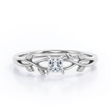 Certified Nature Inspired 0.50 Ct PrincessLab Diamond Engagement Ring