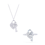 Lock & Key Jewelry Gift Set of 0.20 TCW Heart Cluster Moissanite with Ring & Pendant
