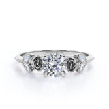 Sophisticated Roses 0.55 carat Round Moissanite Engagement Ring in Rose Gold