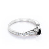 1.15 Carat Round Cut Lab Grown Black Diamond Four Prong Unique Engagement Ring In White Gold