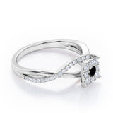 Semi Twisted Infinity 0.9 Carat Round Shape Black Diamond Square Floral Cluster in White Gold