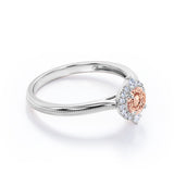 Vintage Halo 0.65 carat Round Morganite and Moissanite Engagement Ring in Rose Gold