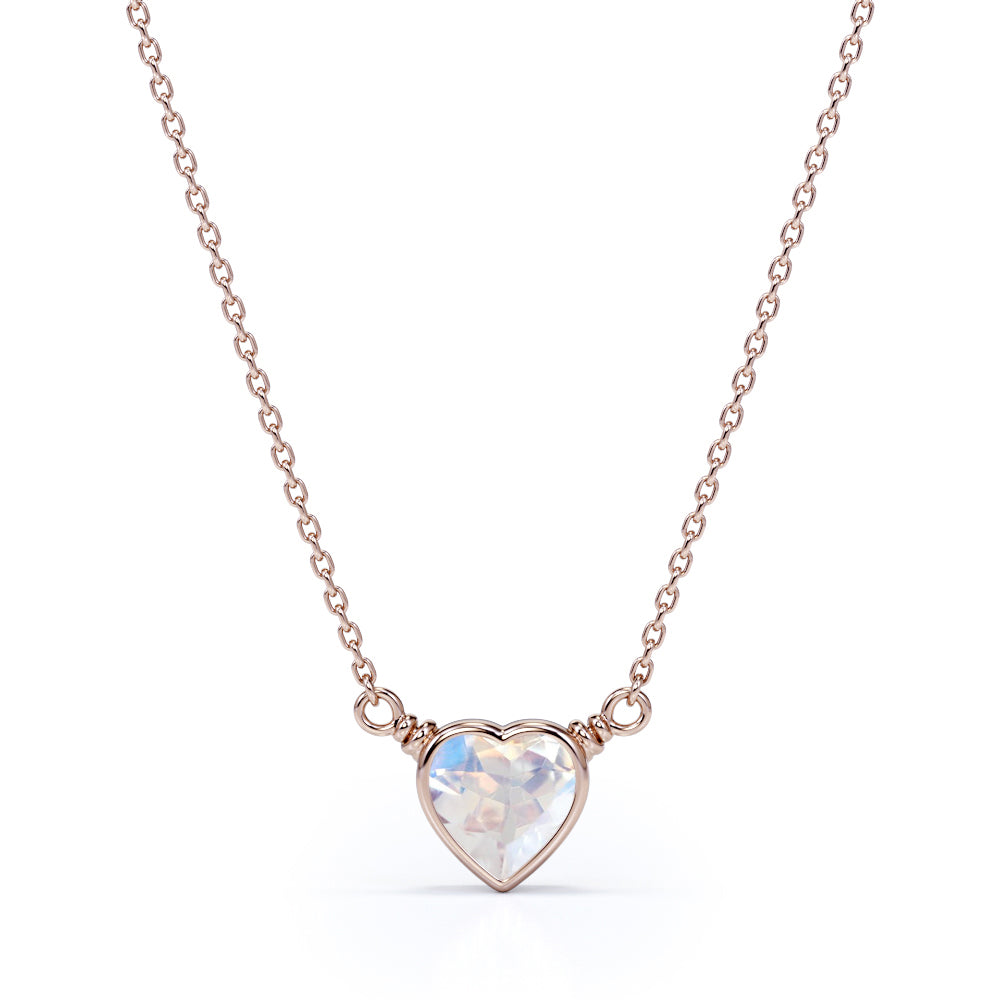 Bezel 0.5 carat Petite Heart Pendant with 18k Black Gold Over Silver Necklace