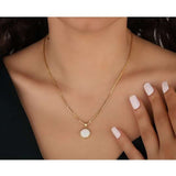 Beautiful 1 Carat Round Shape Opal Solitaire Pendant Necklace in 18k Yellow Gold over Silver