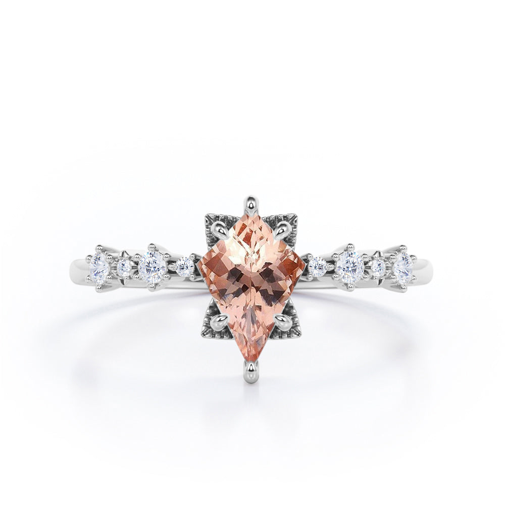 Fancy Star 0.6 carat Kite Morganite and Diamonds Engagement Ring in Rose Gold