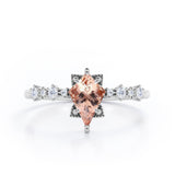 Fancy Star 0.6 carat Kite Morganite and Diamonds Engagement Ring in Rose Gold
